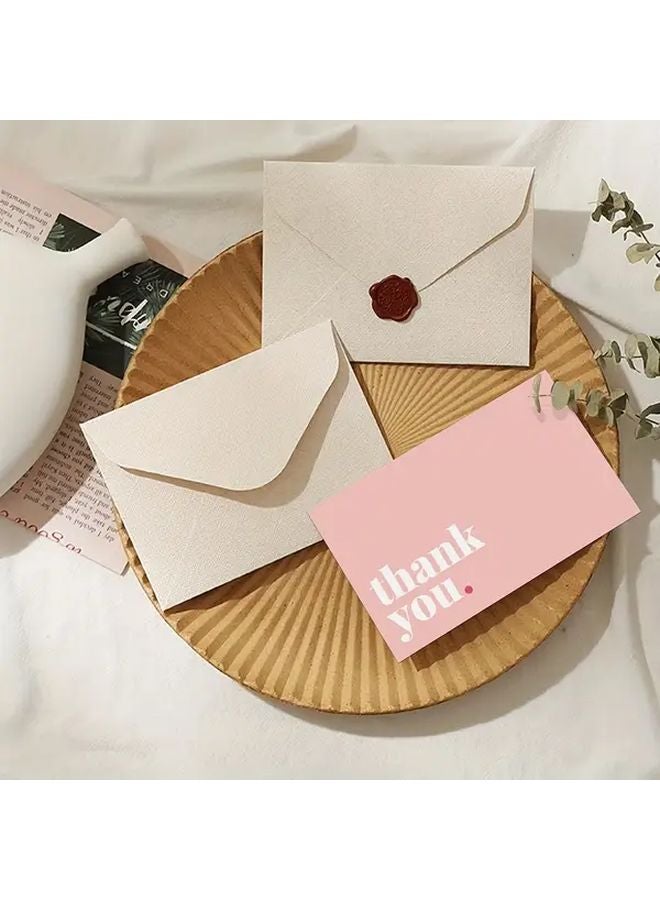 50 قطعة بطاقات شكر أنيقة باللون الوردي نهائية غير لامعة لديكور حفلات عيد الشكر والزفاف الموديل K 123 - Image 4