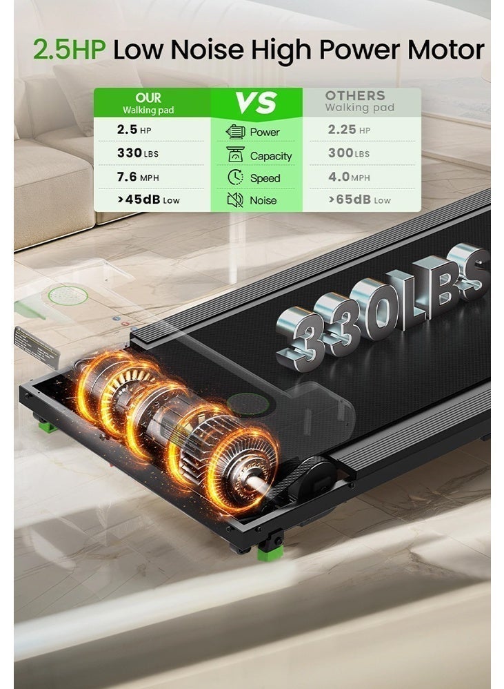 دي إم جي تك 3in1 طاحونة قابلة للطي، منصة مشي 2.5P تحت طاحونة المكتب، مع التحكم عن بعد وشاشة LED، طواحين هوائية متنقلة للمنزل والمكتب مع منصة وسادة منحدر قابل للضبط، سعة 330 رطل - Image 4
