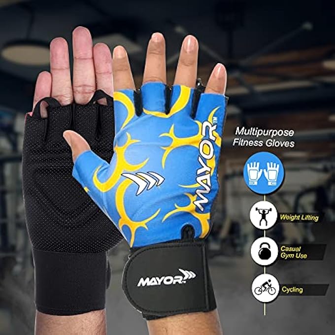 Mayor Pluto Exercise/Weight Lifting Gloves For Men, Women. Gym With Wrist Support Workout Training Exercise Fitness, Hanging, Pull Ups, Suitable Dumbbells & Cycling - Image 4