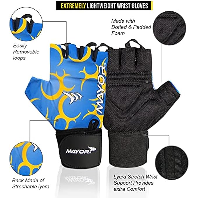 Mayor Pluto Exercise/Weight Lifting Gloves For Men, Women. Gym With Wrist Support Workout Training Exercise Fitness, Hanging, Pull Ups, Suitable Dumbbells & Cycling - Image 2