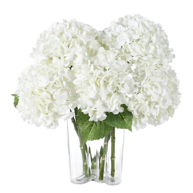 Coferset 3pcs White Lifelike Hydrangea Artificial Flowers 22inch Real Touch Faux Hydrangea Flower Stem for Home Party Wedding Floral Filler Arrangements Ceterpieces Bouquets - Image 2