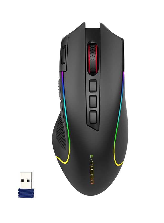 E-YOOSO Wireless Gaming Mouse, Tri-Modes 2.4G/BT/USB-C Wired Rechargeable RGB Mice with 9 Programmable Buttons, 8000 DPI, Rapid Fire Key, Ergonomic Optical Gamer Mouse Software Supports DIY Keybinds - Image 1