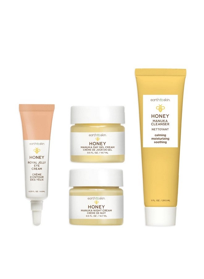 earth to skin Facial Care Starter Set Manuka Honey Cleanser (1.0 Fl Oz) Day Gel Cream (0.5 Fl Oz) Night Cream (0.5 Fl Oz) And Royel Jelly Eye Cream (0.23 Fl Oz) - Image 1