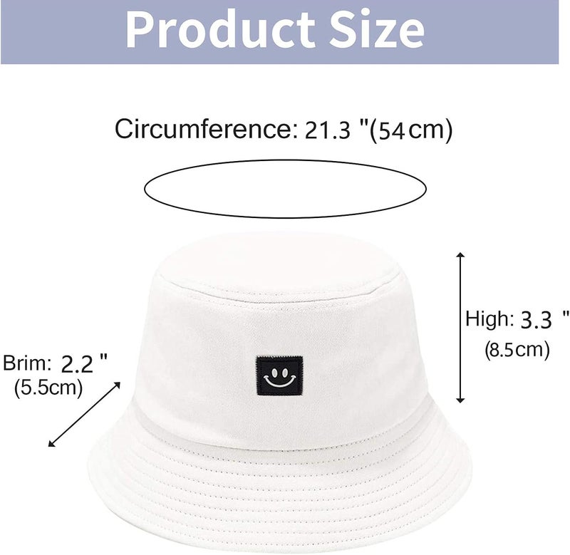 AJG Kids Sun Hat Smile Face Bucket Hat for Girls Boys Summer Sun Protection Cotton Unisex Beach Cap - Image 2