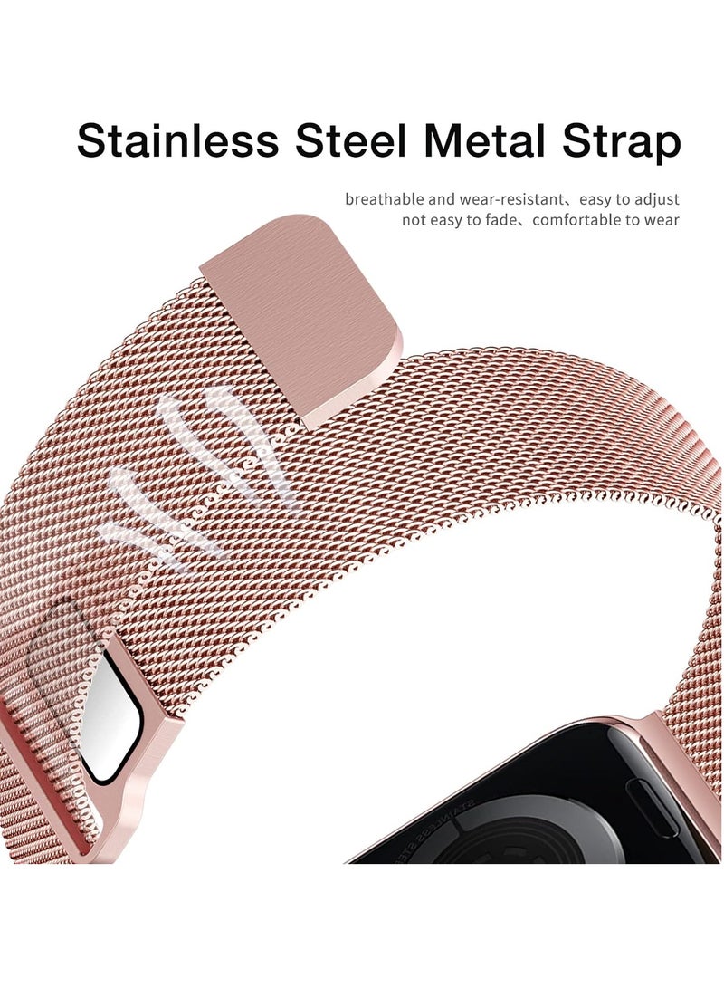 سوار ساعة آبل 44 مم 45 مم 49 مم ميلاني لساعة آبل باللون الوردي الذهبي - Image 3