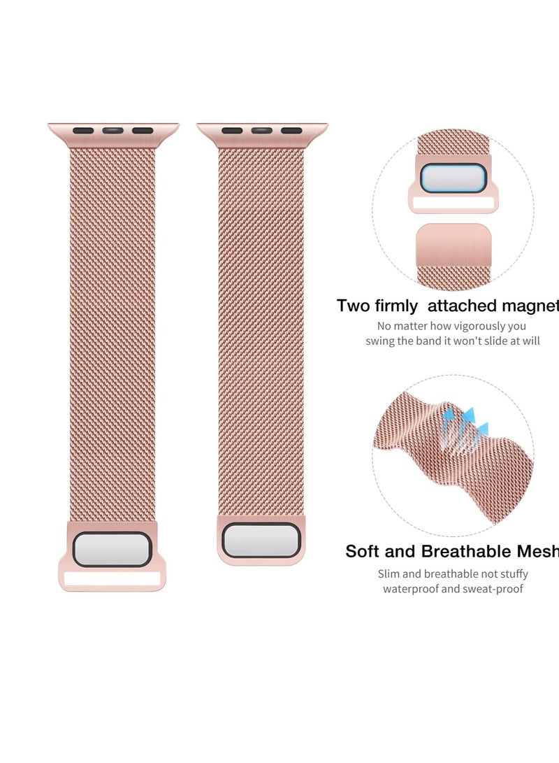 سوار ساعة آبل 44 مم 45 مم 49 مم ميلاني لساعة آبل باللون الوردي الذهبي - Image 2