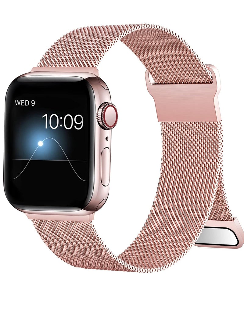سوار ساعة آبل 44 مم 45 مم 49 مم ميلاني لساعة آبل باللون الوردي الذهبي - Image 1