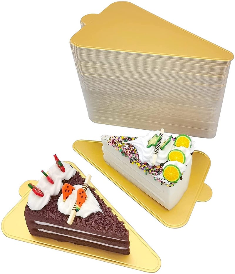 BAKEFY 50 Triangle Pastry Base Mini Cake Boards,Triangle Cake Bases,Dessert Displays Tray for Cupcakes, a Centerpiece on a Dessert Table, Cake Slices, Cupcakes, Treats, Cheesecake - Image 1