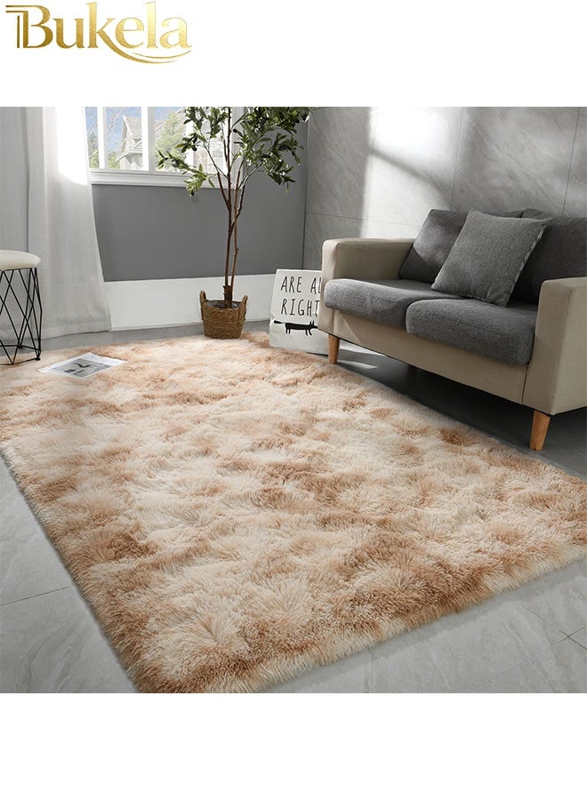 Bukela Modern Rugs Fluffy Soft Touch Area Rug Carpet Large for Living Room Bedroom Floor Mat Super Soft Fluffy Area Carpet Anti-Slip Plush Carpet High Pile Tie Dye Carpet for Living Room Bedroom Kids Room - Image 1