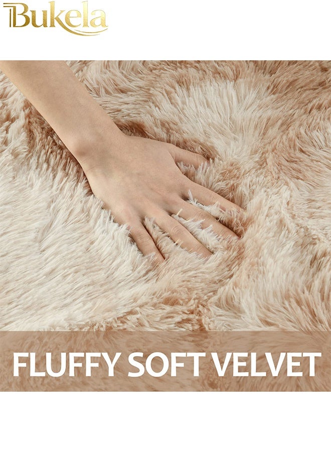 Bukela Modern Rugs Fluffy Soft Touch Area Rug Carpet Large for Living Room Bedroom Floor Mat Super Soft Fluffy Area Carpet Anti-Slip Plush Carpet High Pile Tie Dye Carpet for Living Room Bedroom Kids Room - Image 3