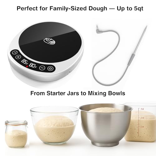 Risecret Pro 2026 Larger Sourdough Starter and Dough Warmer– Upgraded with Real-Time Dough Probe, Dual-Temp Display, 70-110°F Precision Control, 24H Timer Game Changer for Home Bakers White Wood - Image 2