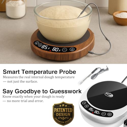 Risecret Pro 2026 Larger Sourdough Starter and Dough Warmer– Upgraded with Real-Time Dough Probe, Dual-Temp Display, 70-110°F Precision Control, 24H Timer Game Changer for Home Bakers White Wood - Image 5