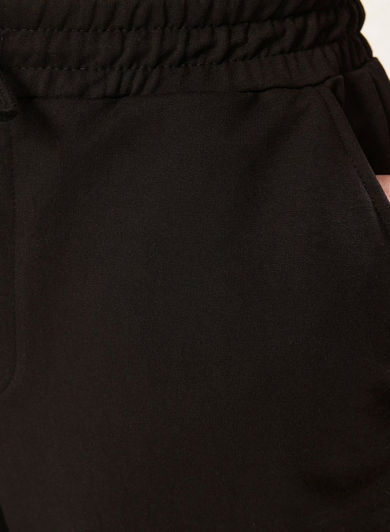 trendyol Basic Black Oversized /Wide Cut Rubber Waist Lace-Up Shorts Tmnss22Sr0257 - Image 4