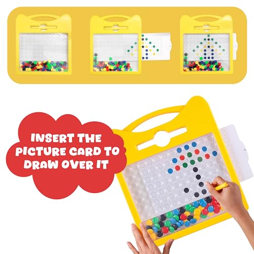 VGRASSP Educational Dot Magpad Drawing Board Toy for Kids - Montessori Learning with Magnetic Beads, 12 Double Sided Cards and Stylus - Color As Per Stock - Image 2