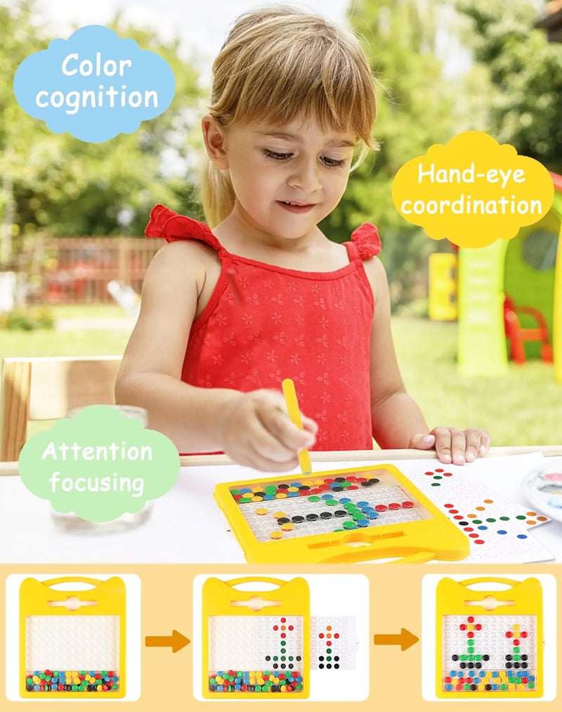 VGRASSP Educational Dot Magpad Drawing Board Toy for Kids - Montessori Learning with Magnetic Beads, 12 Double Sided Cards and Stylus - Color As Per Stock - Image 4
