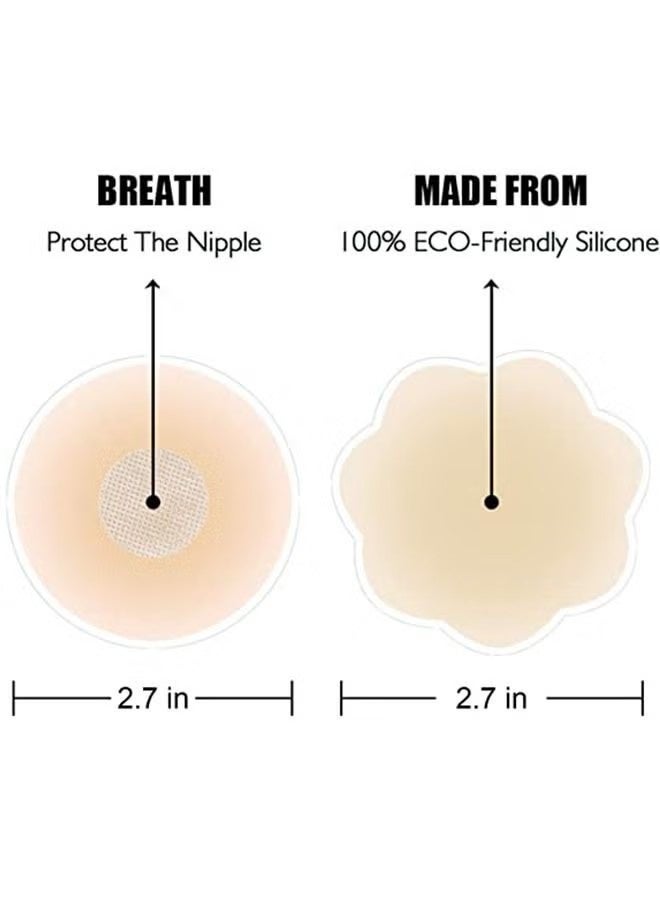واي جيه 4 أزواج أغلفة الحلمات للنساء، دبقة لاصقة من السليكون أغلفة الحلمات، قابلة لإعادة الاستخدام - Image 2