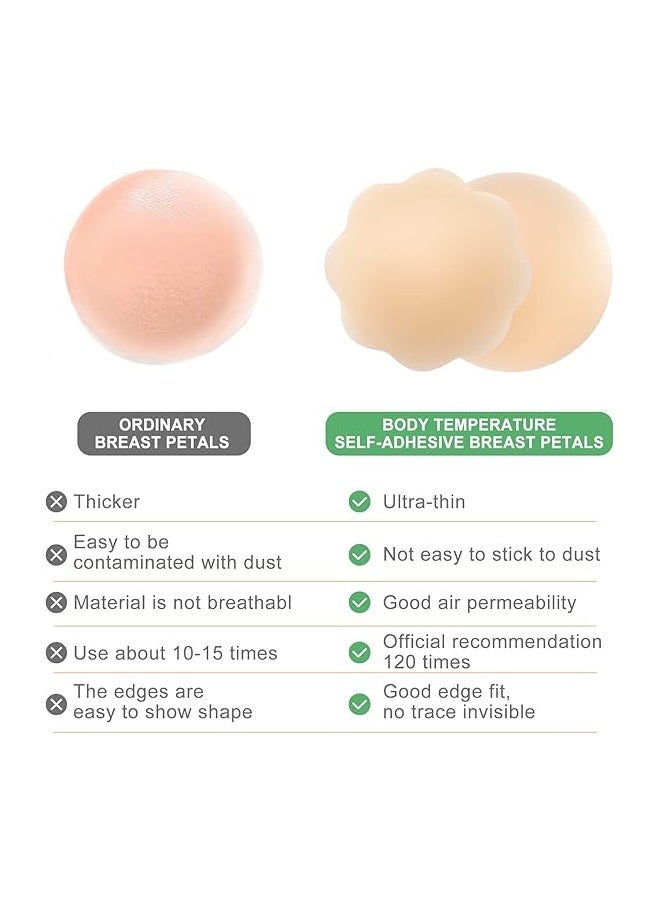 واي جيه 4 أزواج أغلفة الحلمات للنساء، دبقة لاصقة من السليكون أغلفة الحلمات، قابلة لإعادة الاستخدام - Image 4