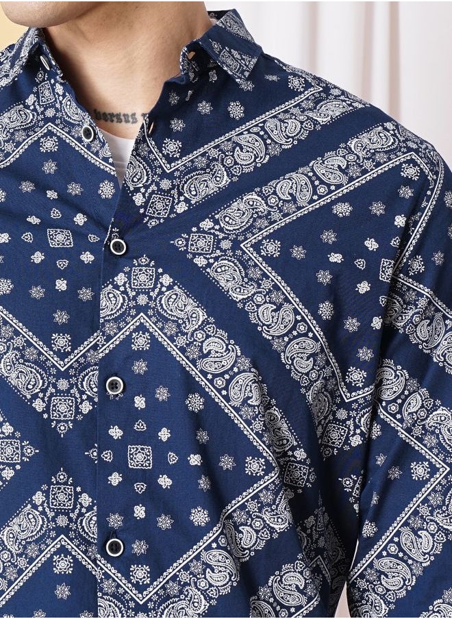 The Indian Garage Co - Men Regular Fit Paisley Printed Full Sleeves Cutaway Collar Casual Shirt - Image 1