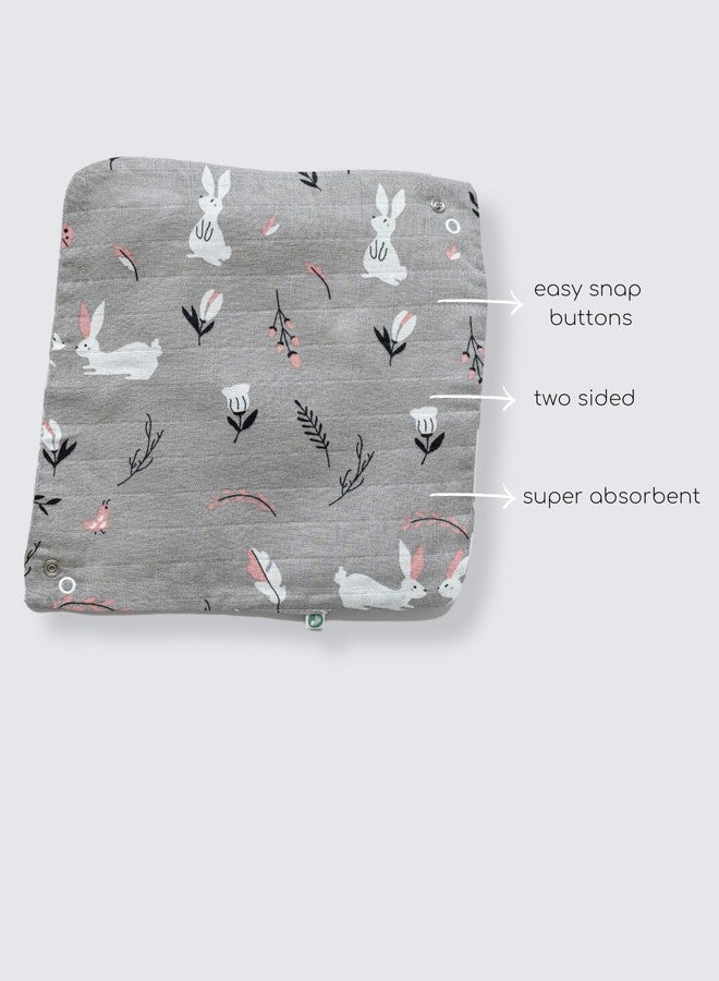 Cocoon Care Unisex Bamboo Muslin Grey double sided 2 in 1 Bib and Wash Cloth for Baby - Image 2