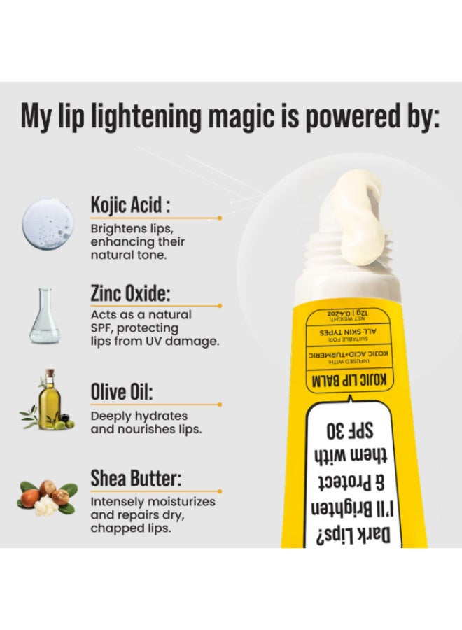 Ghar Soaps Kojic Lip Balm with SPF 30 PA++++,, 12g, for Dark Pigmented Lips with Shea Butter, Zinc Oxide & Olive Oil - Image 4