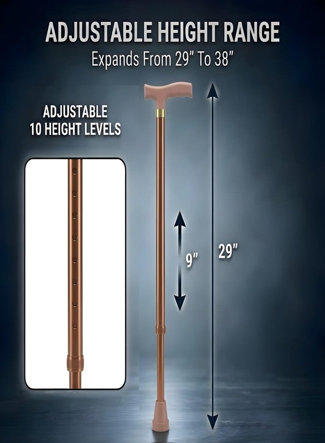 MCP Jindal Premium Height Adjustable Walking Stick Aluminium Cane Hand Stick Trekking Support Stick for Men, Women & Old People (Brown) - Image 5