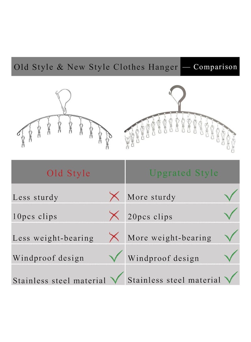 Y&D SYOSI Stainless Steel Laundry Drying Rack Windproof Clothes Hangers with 20 Clips - Image 5