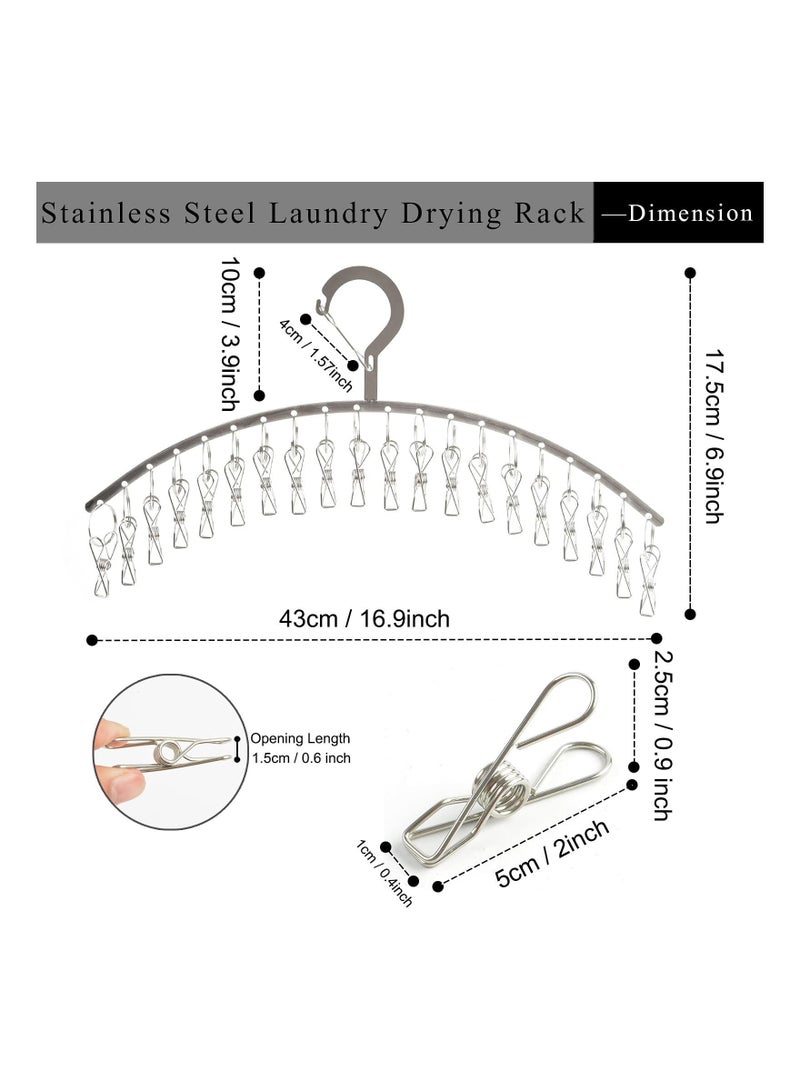 Y&D SYOSI Stainless Steel Laundry Drying Rack Windproof Clothes Hangers with 20 Clips - Image 3