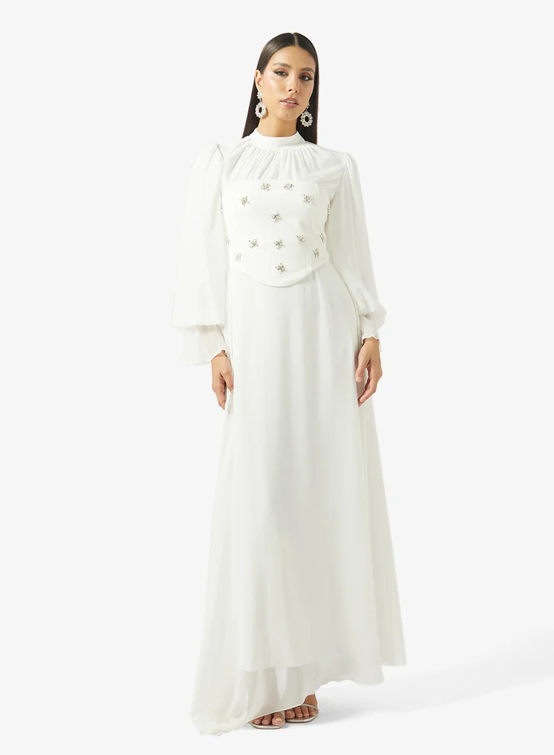 Khizana Embellished Mock Peplum Dress