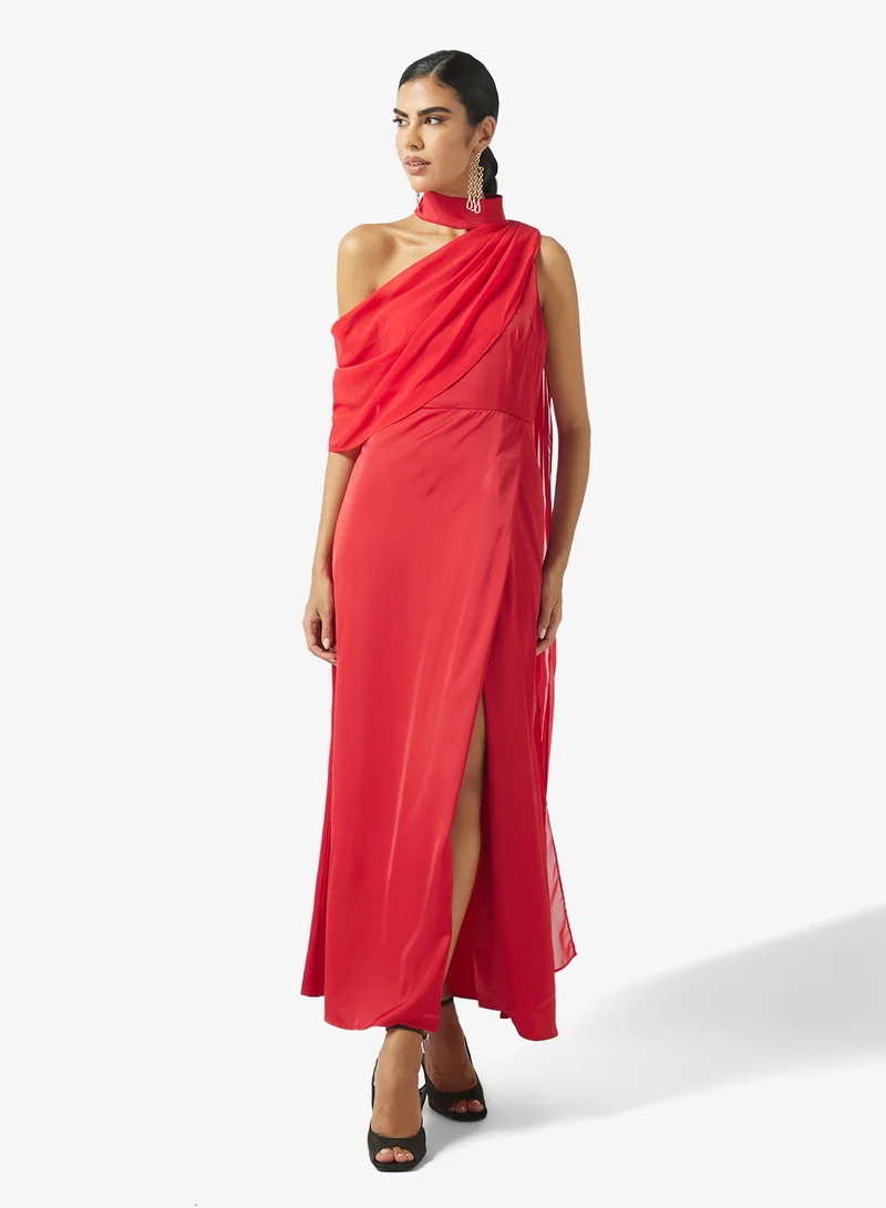 Off Shoulder Dress With Neck Drape