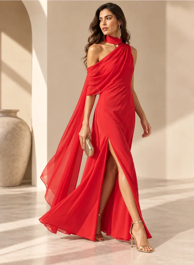 Ella Off Shoulder Dress With Neck Drape