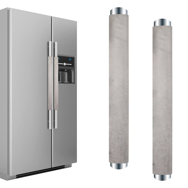 Kewjug Refrigerator Door Handle Covers Washable Cloth Kitchen Decor Keep Appliance Clean Anti-Static Stains for Fridge Dishwashers Velvet (2Pcs Grey) - Image 1