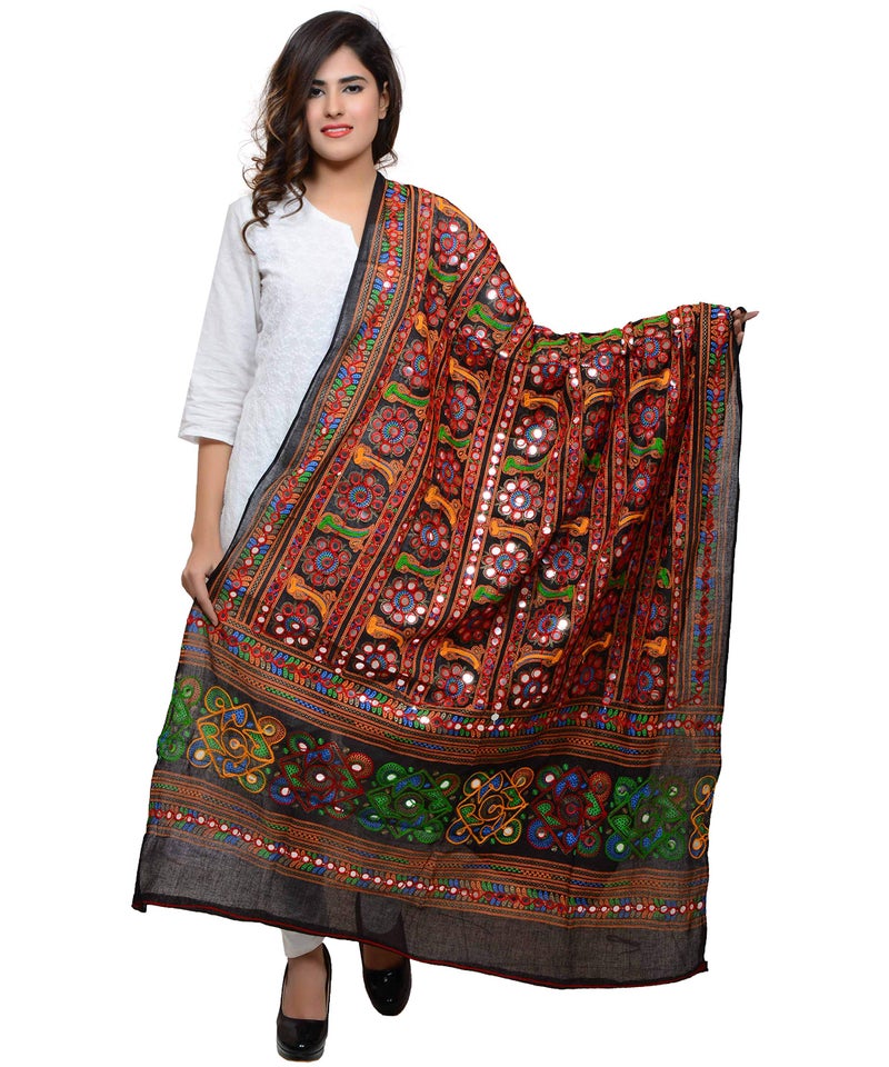 Banjara India Banjara Women's Cotton Dupatta Kutchi Bharchak (VIP01_Free Size) - Image 1