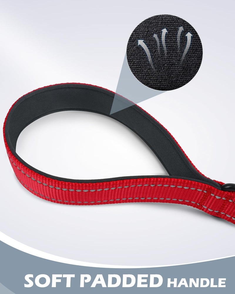 Joytale Strong Short Dog Leash 1FT, 1.2 Inch Wide, Heavy Duty, Padded Handle for Traffic Control, Reflective Leash for Medium and Large Dogs Walking Training, Red - Image 3