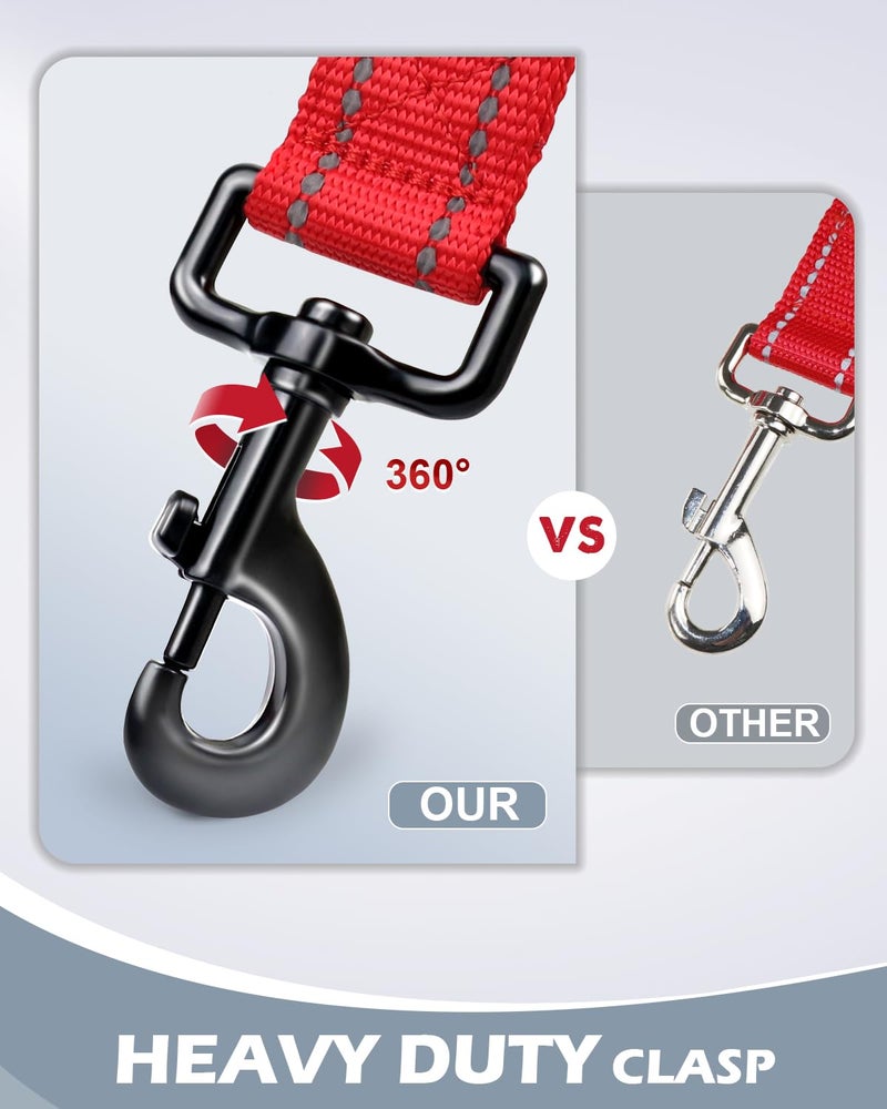 Joytale Strong Short Dog Leash 1FT, 1.2 Inch Wide, Heavy Duty, Padded Handle for Traffic Control, Reflective Leash for Medium and Large Dogs Walking Training, Red - Image 4