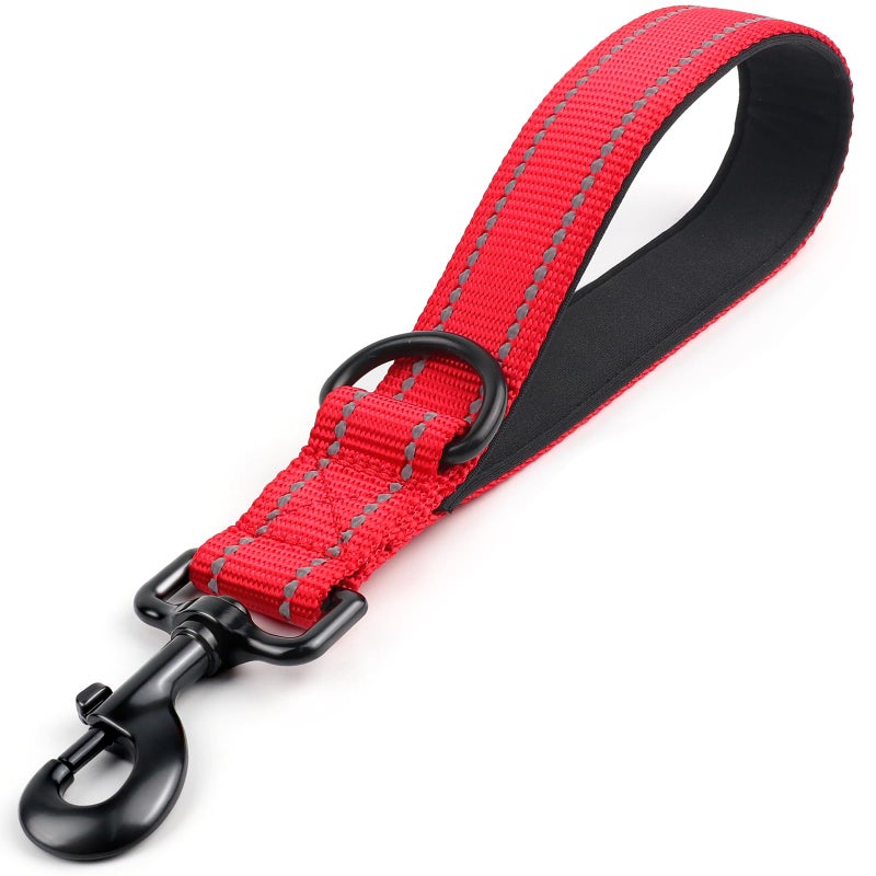 Joytale Strong Short Dog Leash 1FT, 1.2 Inch Wide, Heavy Duty, Padded Handle for Traffic Control, Reflective Leash for Medium and Large Dogs Walking Training, Red - Image 1