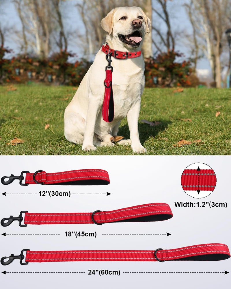 Joytale Strong Short Dog Leash 1FT, 1.2 Inch Wide, Heavy Duty, Padded Handle for Traffic Control, Reflective Leash for Medium and Large Dogs Walking Training, Red - Image 2