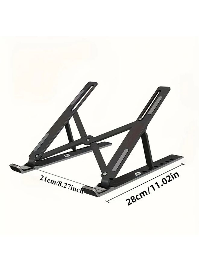 Black Adjustable Laptop Stand 10 Level Foldable Cooling Compatible All Notebooks Durable ABS - Image 2