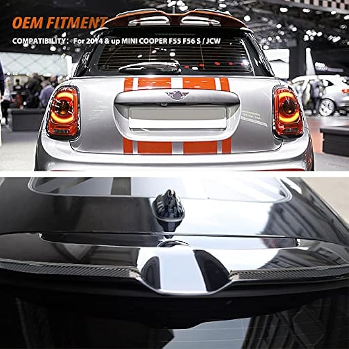 ريحني زعانف حافة تمديد جناح خلفية من ألياف الكربون متوافقة مع ميني كوبر F55 F56 SJcw موديل 2014 - Image 5