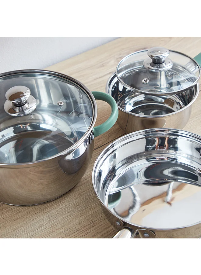 Home Box Pomega 28-Piece Steel Cookware and Serveware Set 21 x 21 cm