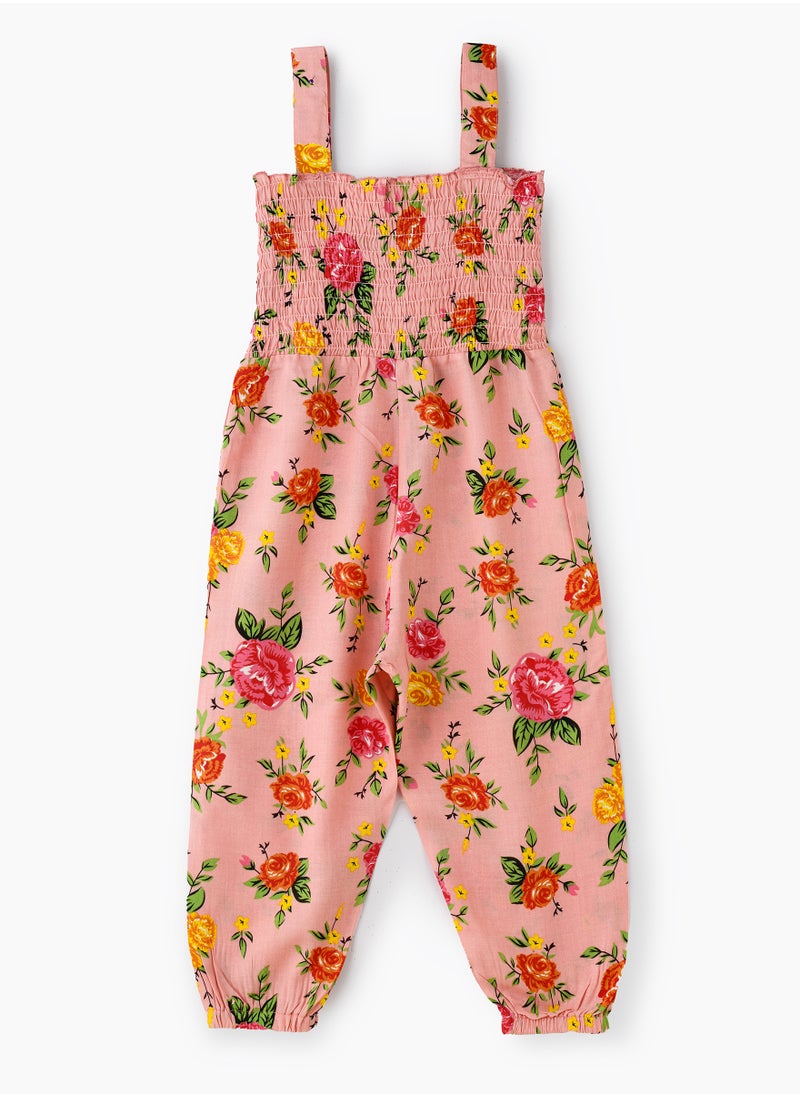 Jelliene Girls' Pink Floral Viscose Jumpsuit  - Image 2