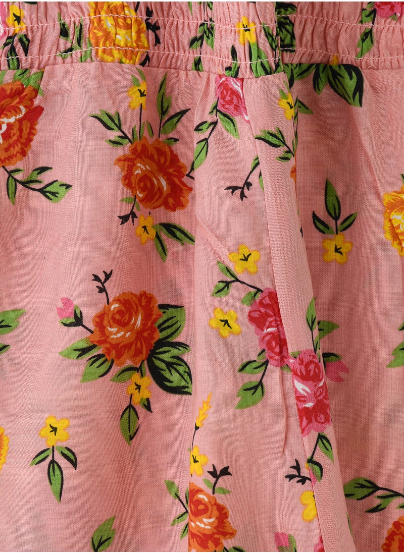 Jelliene Girls' Pink Floral Viscose Jumpsuit  - Image 4