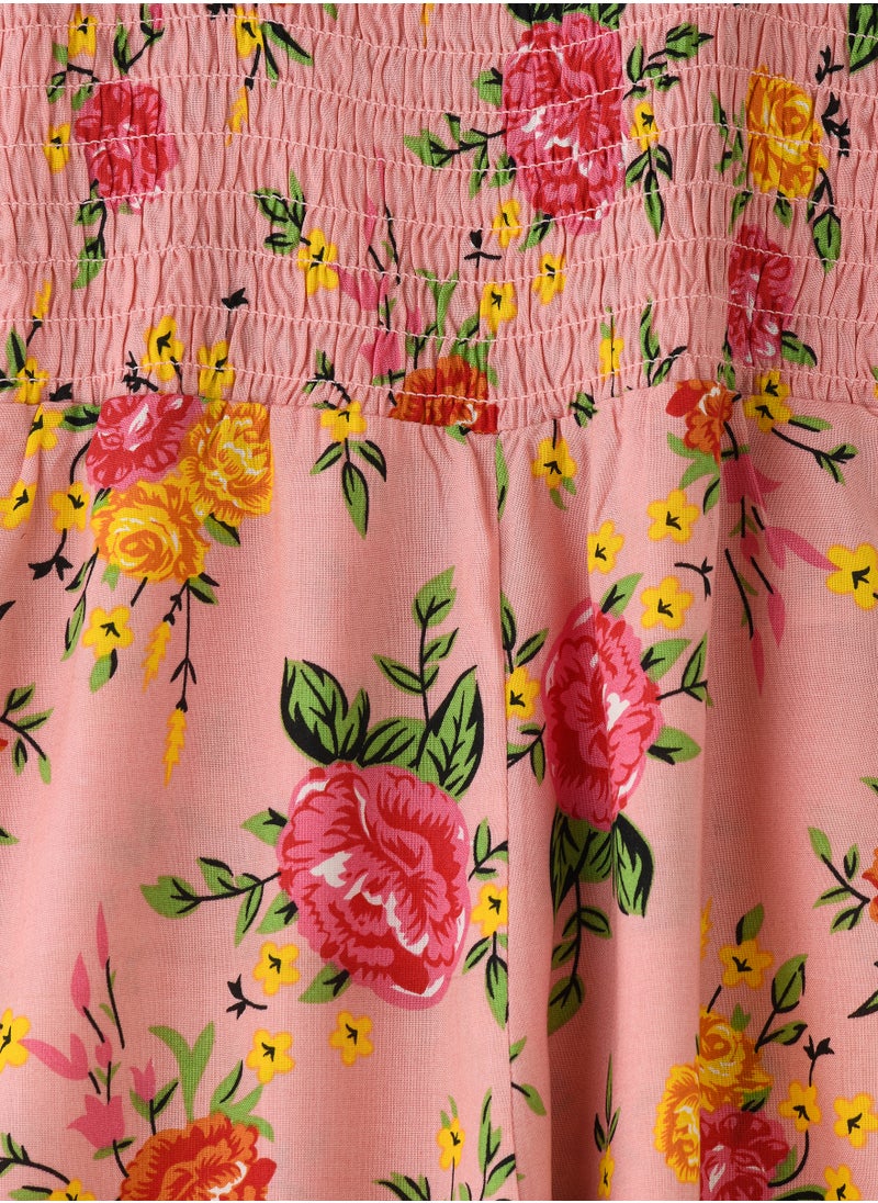 Jelliene Girls' Pink Floral Viscose Jumpsuit  - Image 3