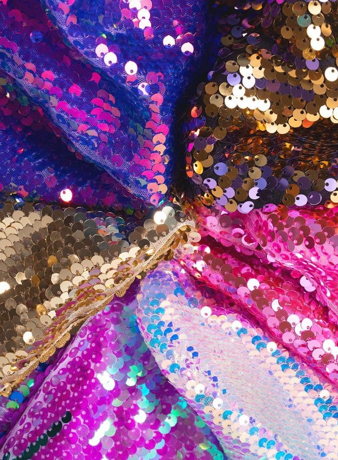 WELAKEN Girls Sequin Dress Sparkly Fancy Short Puff Sleeves Gradient Party Dress - Image 5