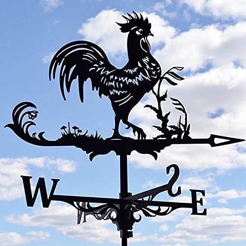 Alnicov Rooster Metal Weather Vane,Vintage Weather Vane Hollow Wind Direction Indicator for Outdoor Garden Roof Paddock Decoration Weather Vane - Image 2