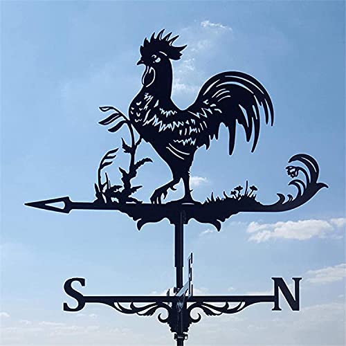 Alnicov Rooster Metal Weather Vane,Vintage Weather Vane Hollow Wind Direction Indicator for Outdoor Garden Roof Paddock Decoration Weather Vane - Image 3
