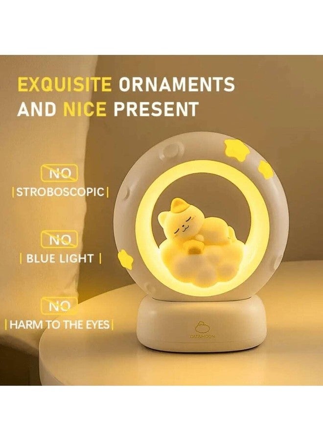 Calyrex مصباح ليلي LED على شكل قطة وقمر من كاليريكس، مزود بثلاثة أوضاع سطوع وتحكم باللمس، مصباح قابل لإعادة الشحن على شكل قطة لتزيين غرف نوم الأطفال والرضع - Image 2