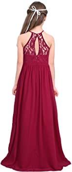 PINK WINGS Girls Lace A-line Maxi Length Gown (12-13 Years, Red) - Image 4