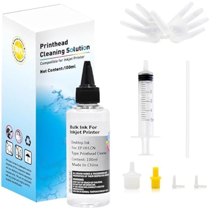 PRINTHEAD CLEANER KIT FOR INKJET PRINTERS PRINTER NOZZLE CLEANING KIT COMPATIBLE FOR ALL PRINT HEAD OF PRINTERS EPSON/HP/CANON/BROTHER/LEXMARK/KODAK/SAMSUNG 100ML 10ML PREMIUM SYRINGE 1PK - Image 3
