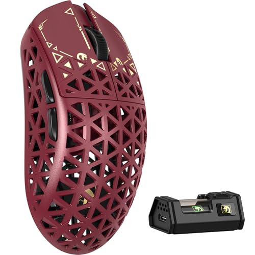 MAMBASNAKE M5 Ultra Carbon Fiber 8KHz Wireless Gaming Mouse,PAW3950MAX Sensor 42K DPI,39g Superlight Tri-Mode 2.4GHz/BT/Wired Computer Mice,Web Driver Support,for Win/Mac/FPS/MOBA/Esports-Red (A) - Image 1