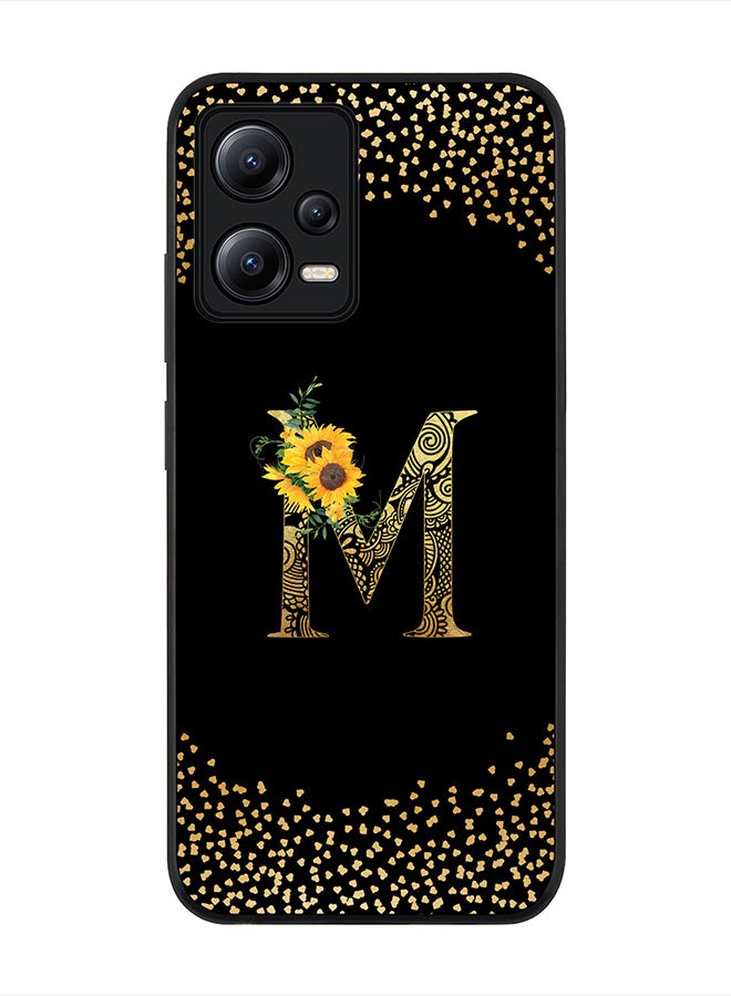 Stylizedd Cover for Poco X5 /Redmi Note 12 5G, Rugged Black Slim fit Phone Cases -  - Custom Monogram Initial Letter Mandala Floral Pattern Alphabet-M (Black) - Image 1
